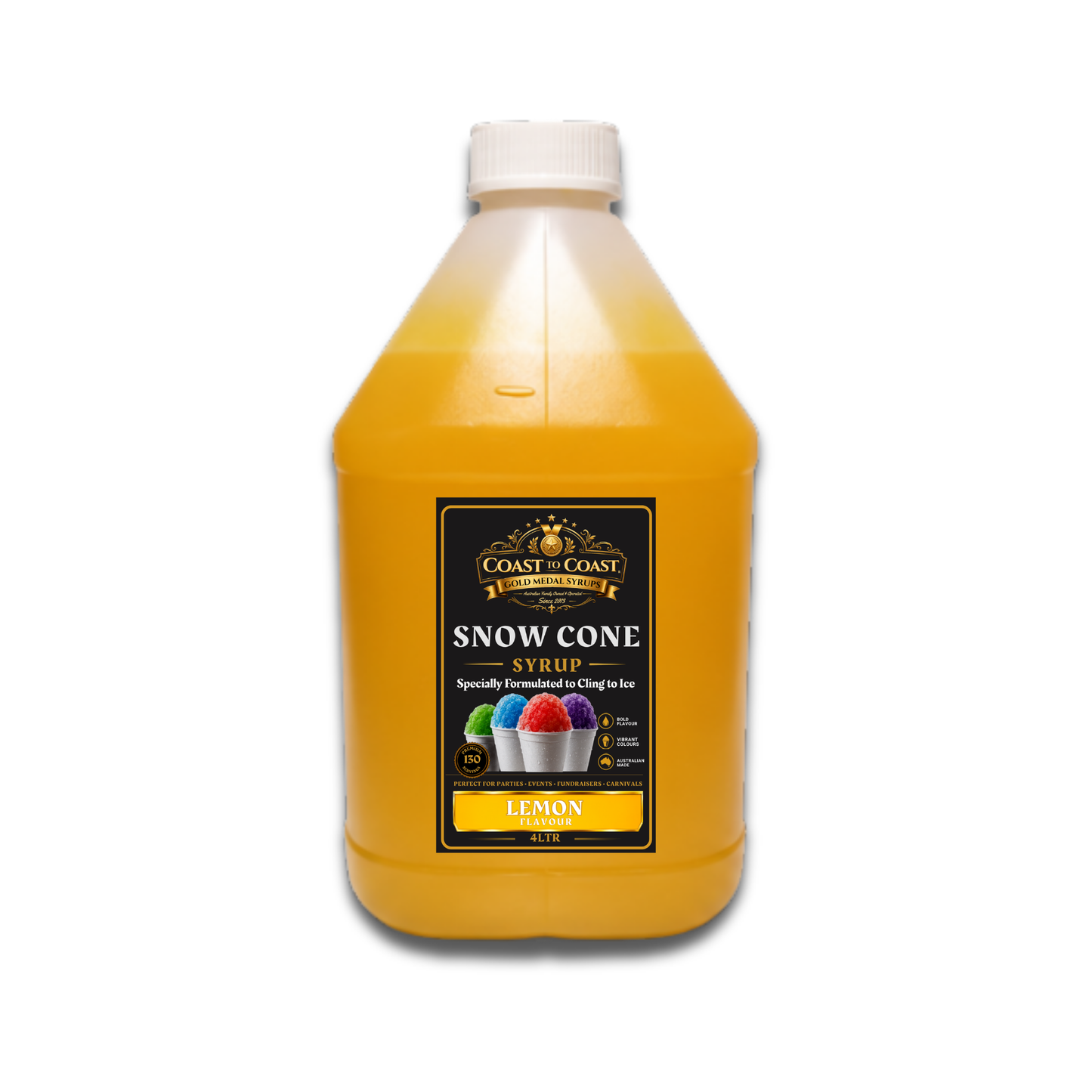 Lemon Snow Cone Syrups 4ltr - Coast to Coast Gold Medal Syrups®