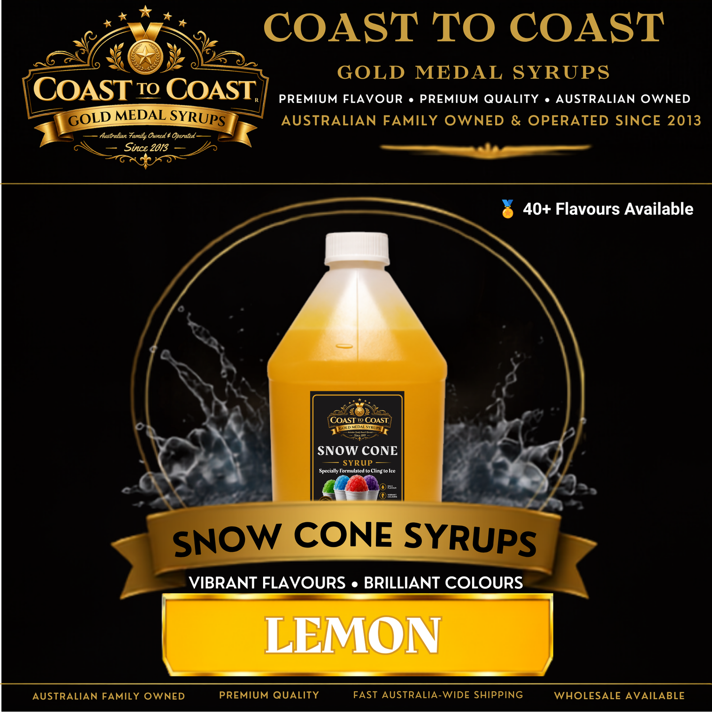 Lemon Snow Cone Syrups 4ltr - Coast to Coast Gold Medal Syrups®