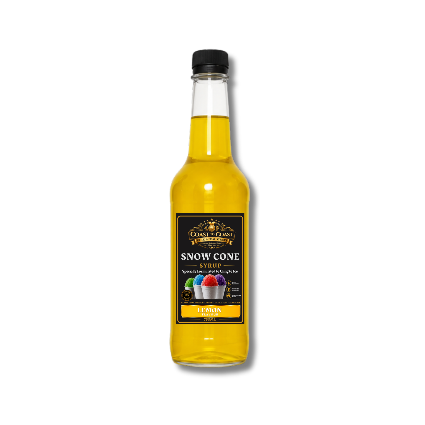 Lemon Snow Cone Syrups 750ml - Coast to Coast Gold Medal Syrups®