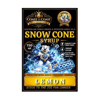 Lemon Snow Cone Syrups 750ml - Coast to Coast Gold Medal Syrups®
