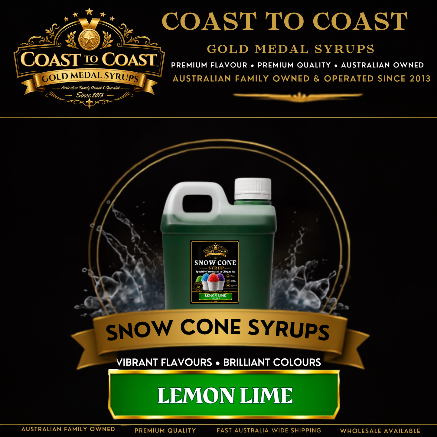 Lemon Lime Snow Cone Syrups 1ltr - Coast to Coast Gold Medal Syrups®