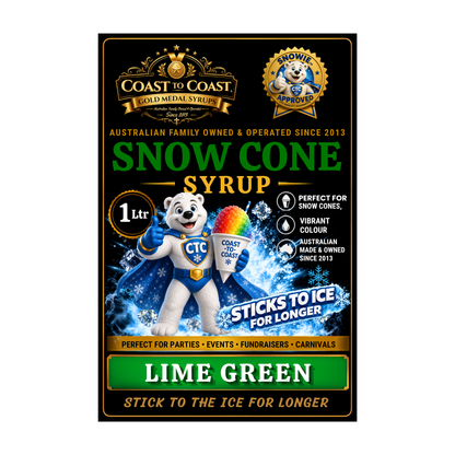 Lime Green Snow Cone Syrups 1ltr - Coast to Coast Gold Medal Syrups®