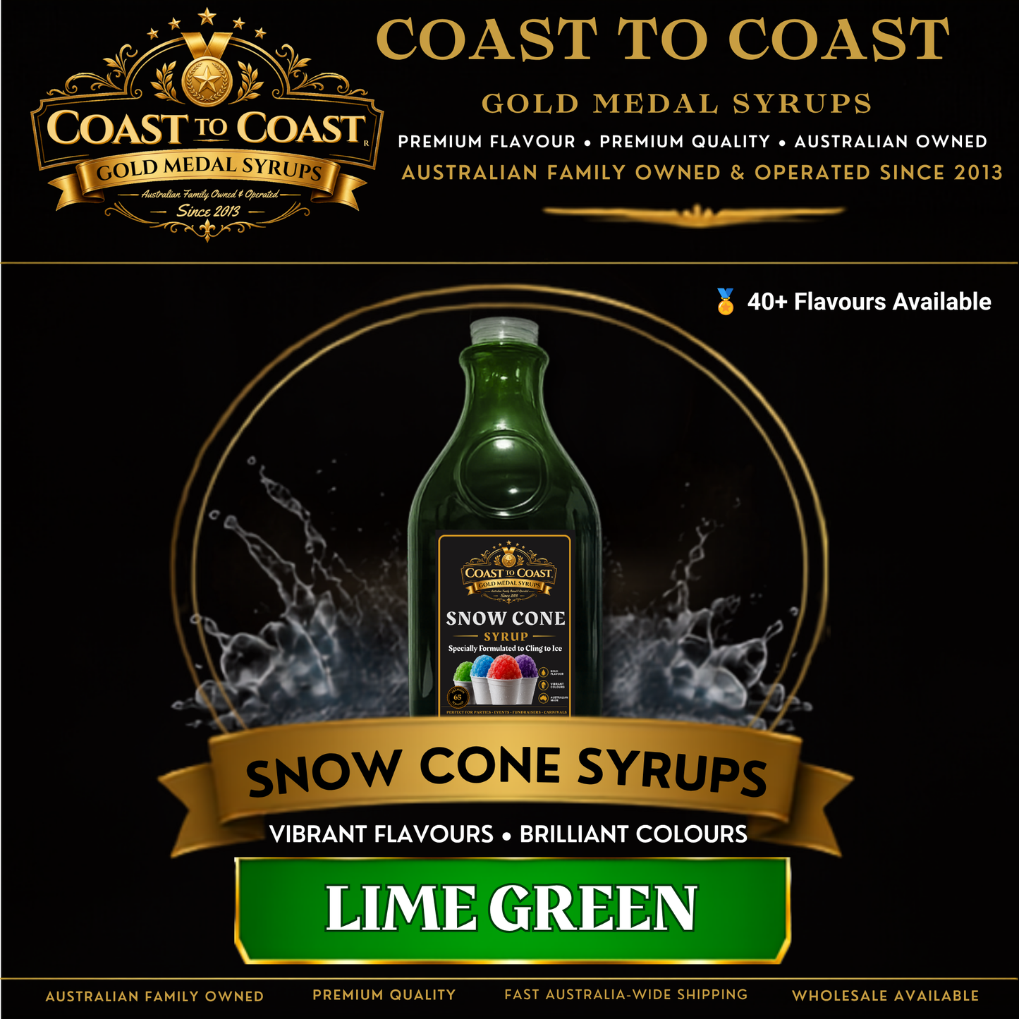 Lime Green Snow Cone Syrups 2ltr - Coast to Coast Gold Medal Syrups®
