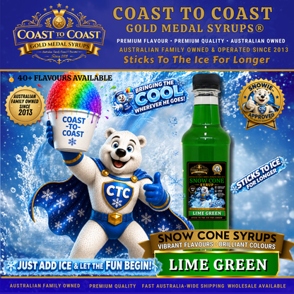 Lime Green Snow Cone Syrups 375ml - Coast to Coast Gold Medal Syrups®