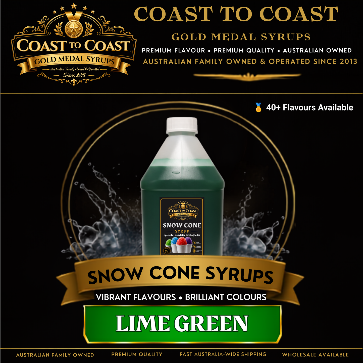 Lime Green Snow Cone Syrups 4ltr - Coast to Coast Gold Medal Syrups®