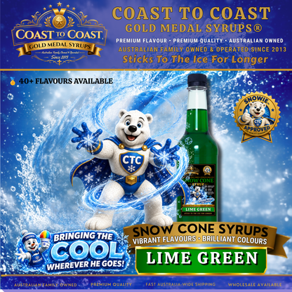 Lime Green Snow Cone Syrups 750ml - Coast to Coast Gold Medal Syrups®