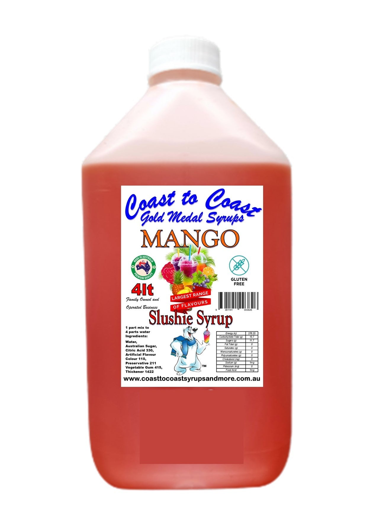 #3 Coast to Coast Gold Medal Syrups®, 4ltr, Premium Slushie Syrup