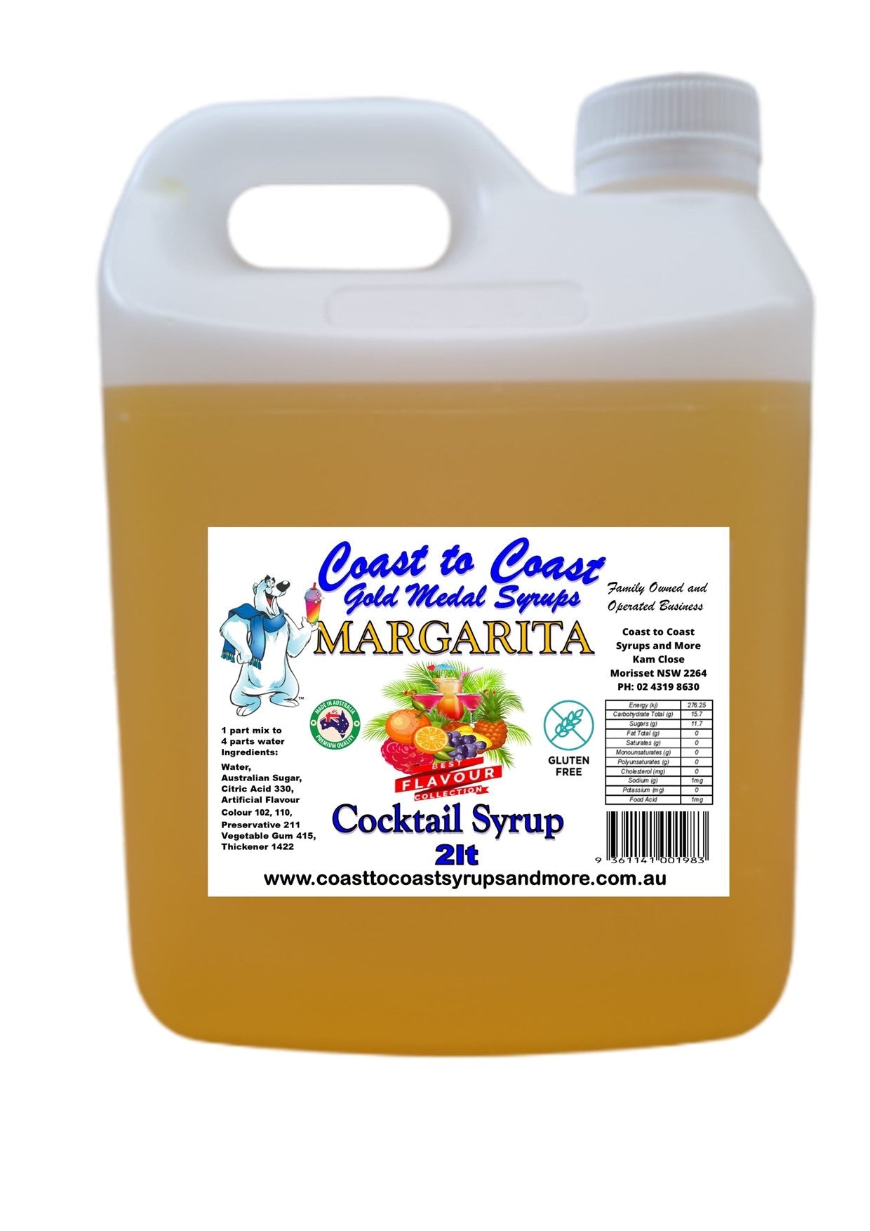 #2 Coast to Coast Gold Medal Syrups®, 2ltr, Premium Cocktail Syrups.