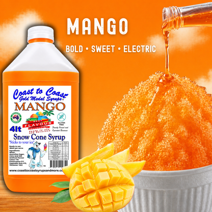 6 Mango Snow Cone Syrup, 4Ltr, Premium Ice Syrup, Coast to Coast Gold Medal Syrups®