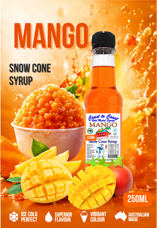 1.Mango Snow Cone Syrup 250ml – Premium Ice Syrup | Coast to Coast Gold Medal Syrups®