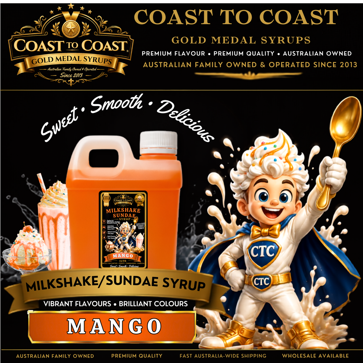 Mango, Milkshake/Sundae toppings 1ltr - Coast to Coast Gold Medal Syrups®