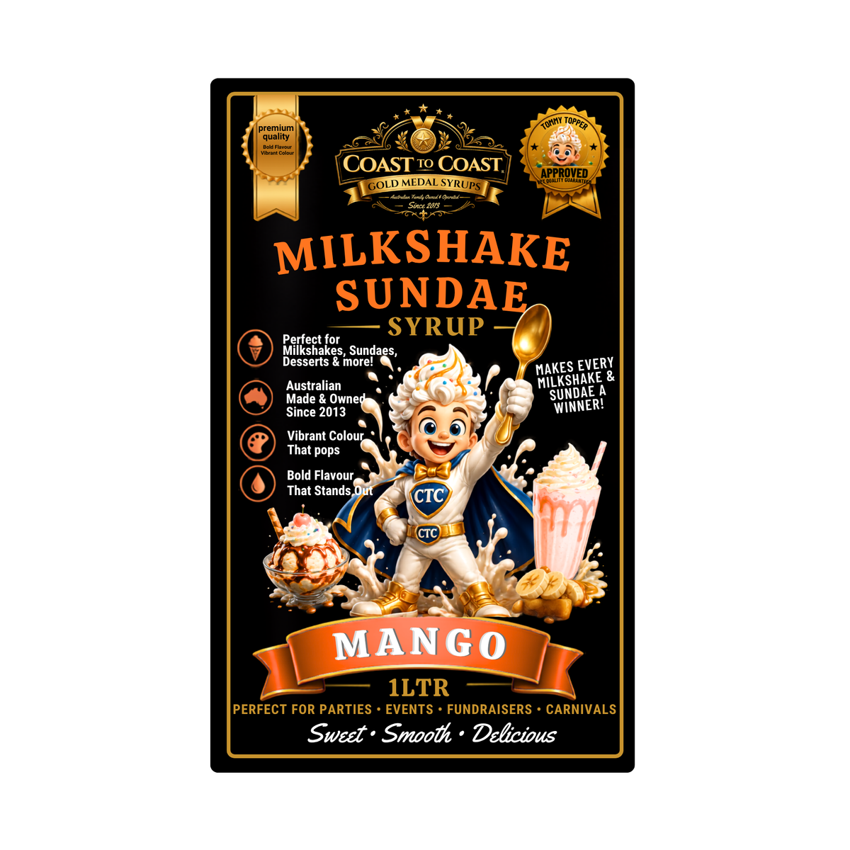 Mango, Milkshake/Sundae toppings 1ltr - Coast to Coast Gold Medal Syrups®