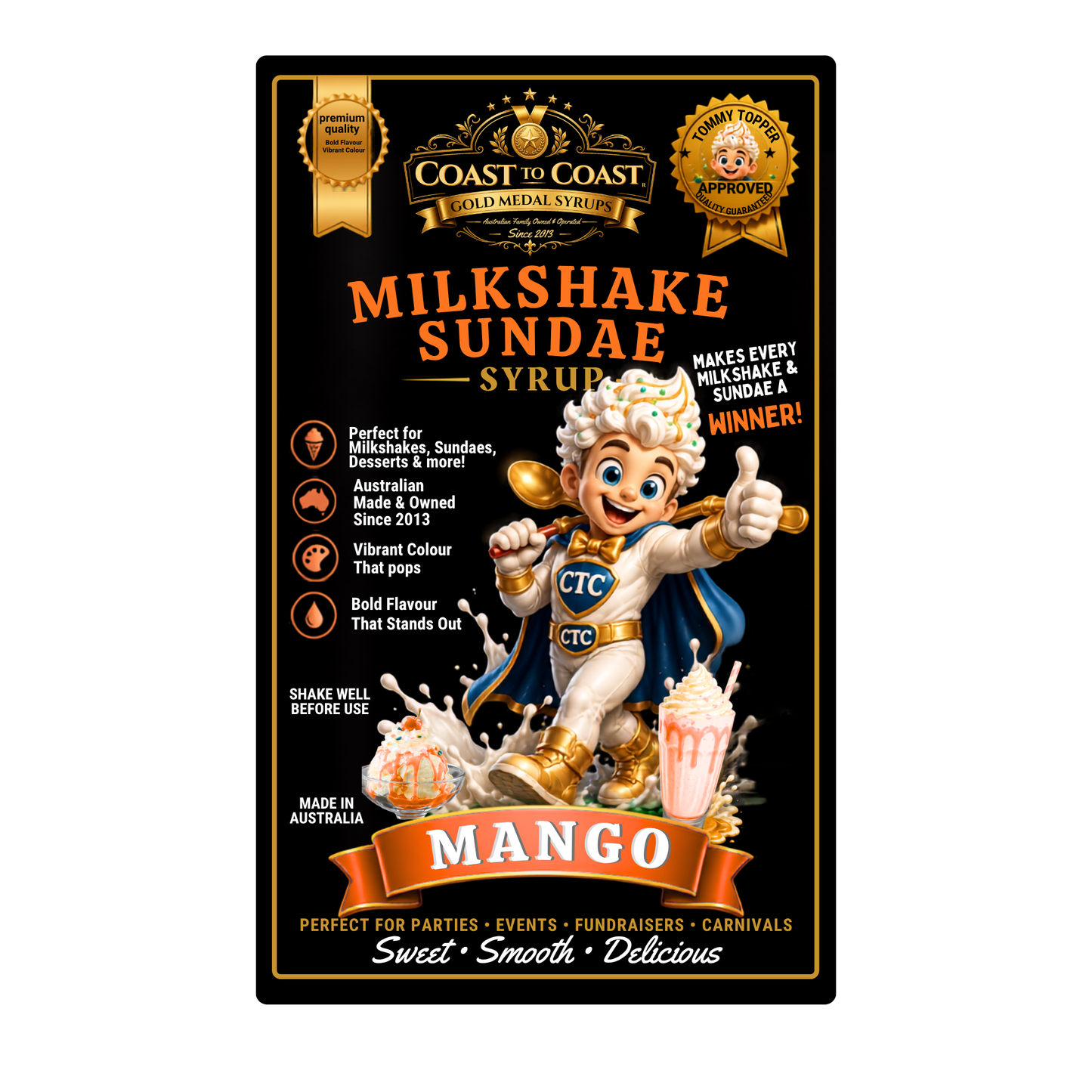 Mango, Milkshake-Sundae Toppings 4ltrl- Coast to Coast Gold Medal Syrups®