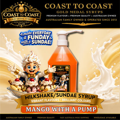 Mango, Milkshake-Sundae Toppings 4ltr with pump - Coast to Coast Gold Medal Syrups®
