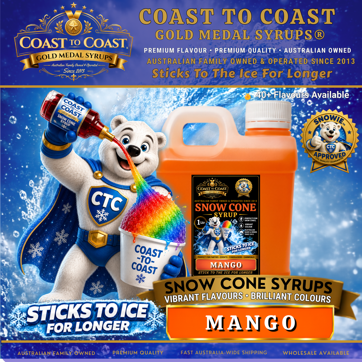 Mango Snow Cone Syrups 1ltr - Coast to Coast Gold Medal Syrups®