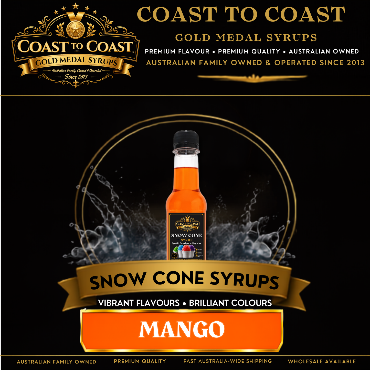 Mango Snow Cone Syrups 250ml - Coast to Coast Gold Medal Syrups®