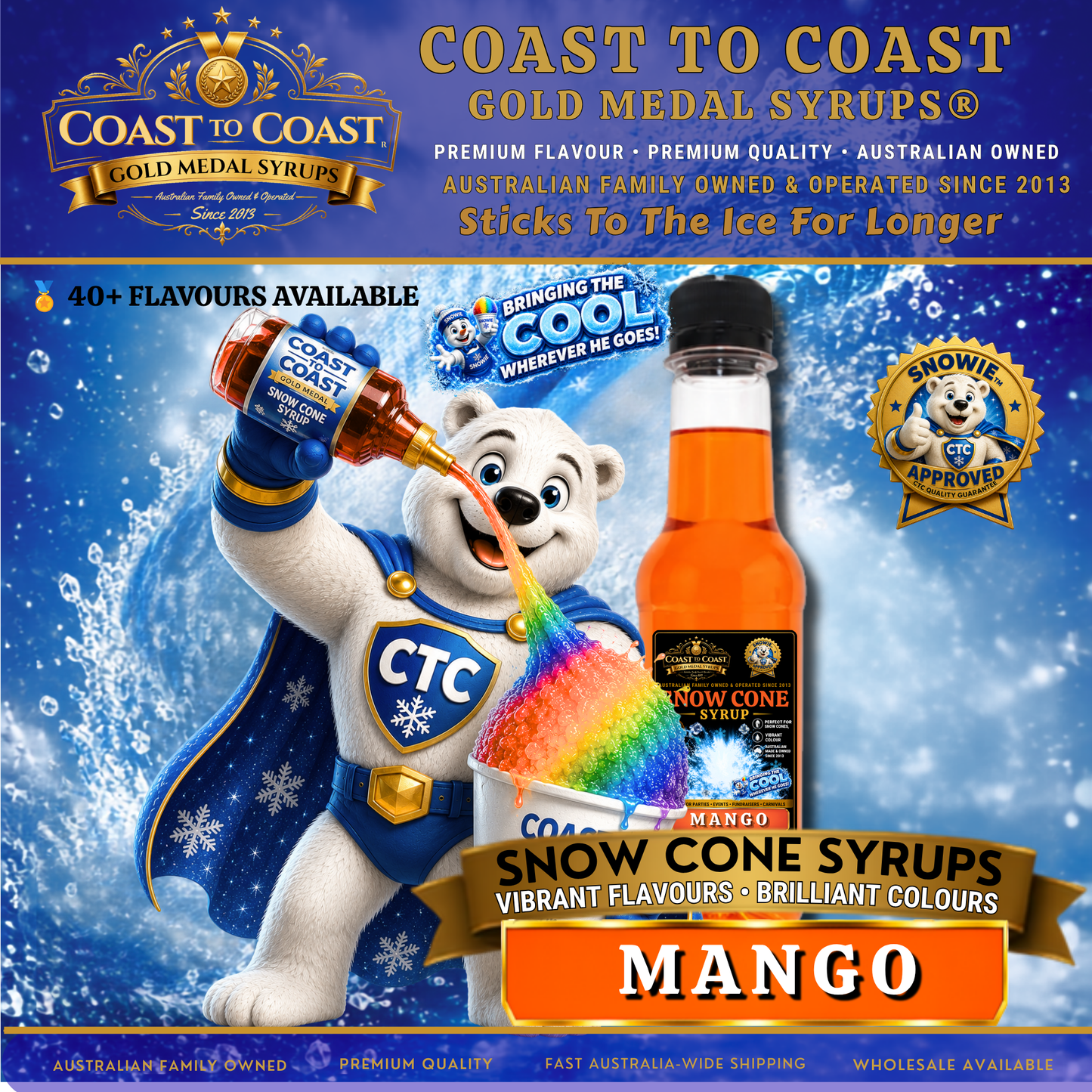 Mango Snow Cone Syrups 250ml - Coast to Coast Gold Medal Syrups®