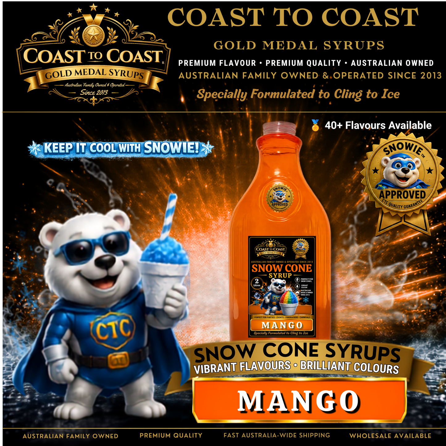 Mango Snow Cone Syrups 2ltr - Coast to Coast Gold Medal Syrups®