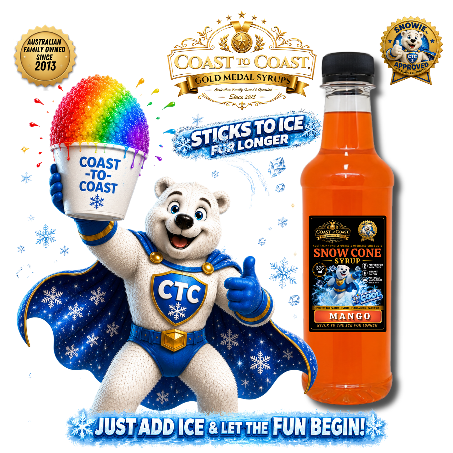 Mango Snow Cone Syrups 375ml - Coast to Coast Gold Medal Syrups®