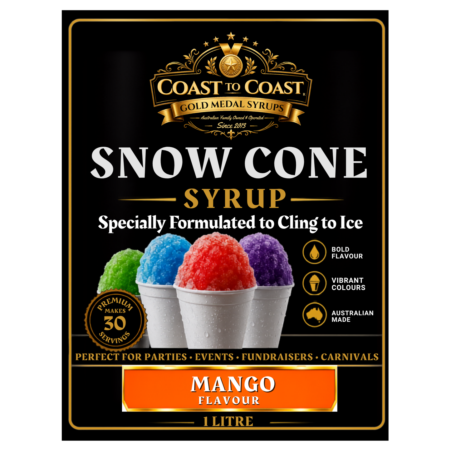 Mango Snow Cone Syrups 1ltr - Coast to Coast Gold Medal Syrups®