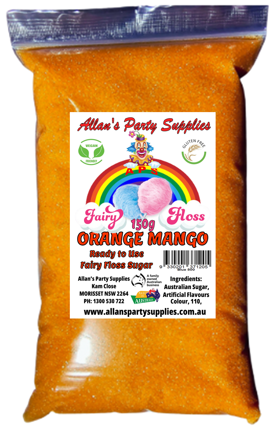 #3 APS, Premium Fairy Floss Sugar, 50 Serves RTU 1kg, Over 35 Plus Flavours