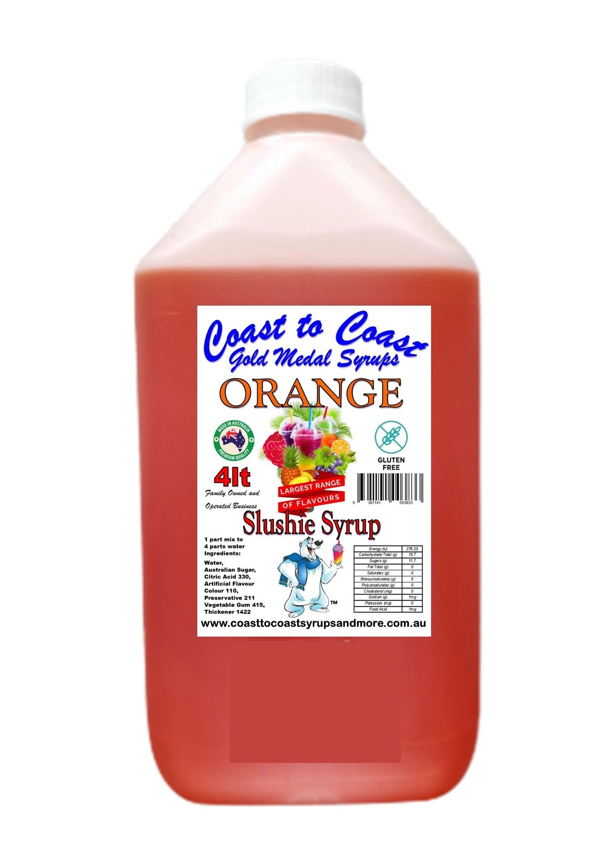 #3 Coast to Coast Gold Medal Syrups®, 4ltr, Premium Slushie Syrup