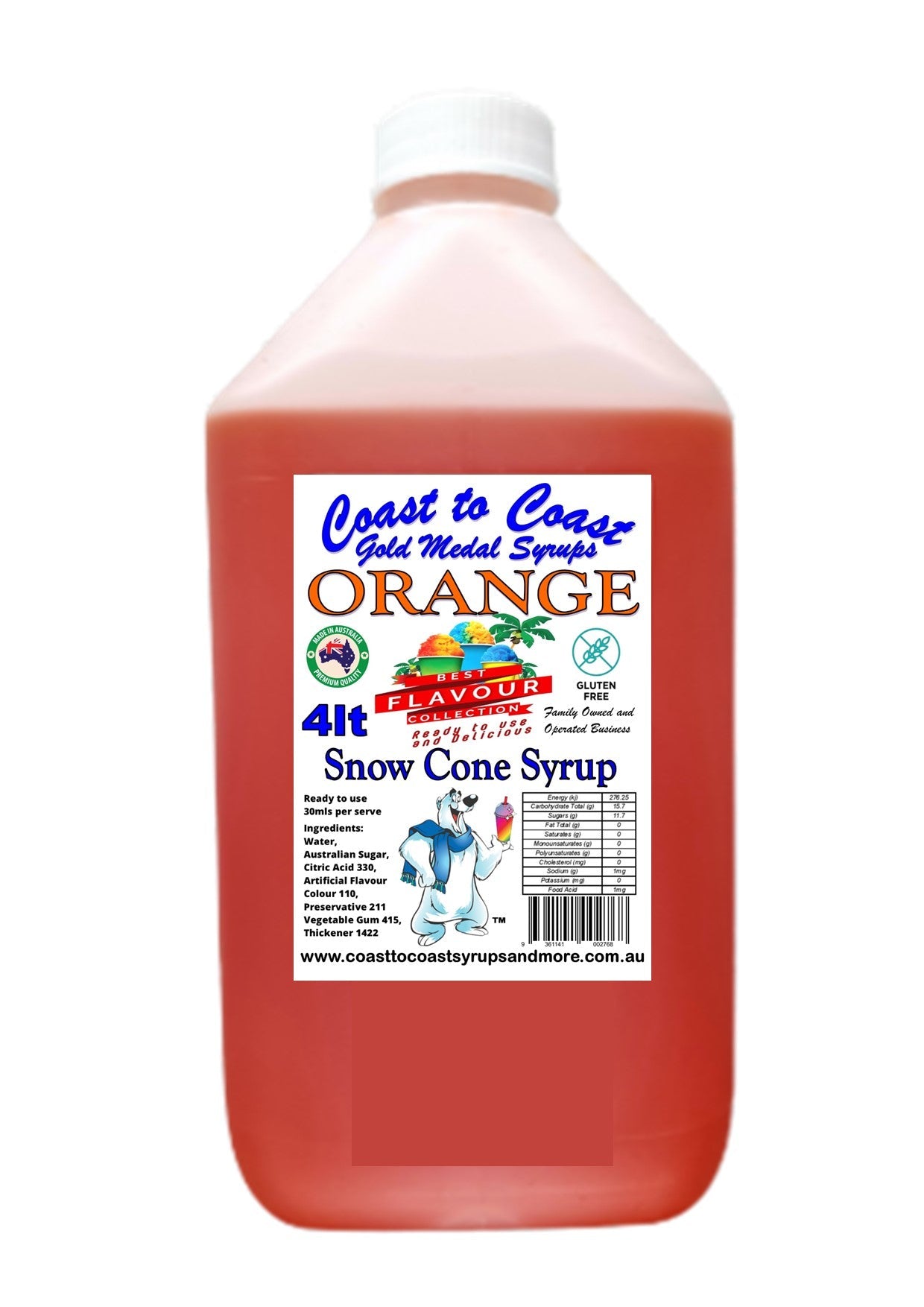 #6 Coast to Coast Gold Medal Syrup®, Premium Snow Cone Syrup 4ltr