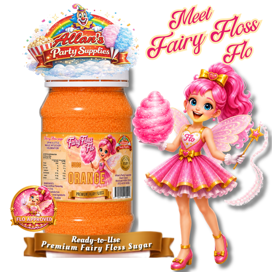 Orange Fairy Floss Sugar – 500g Jar - Allan's Party Supplies