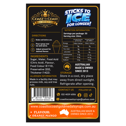 Orange Mango Snow Cone Syrups 1ltr - Coast to Coast Gold Medal Syrups®
