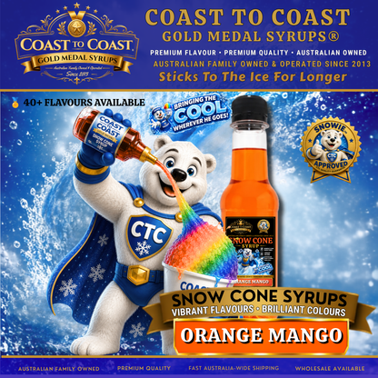 Orange Mango Snow Cone Syrups 250ml - Coast to Coast Gold Medal Syrups®