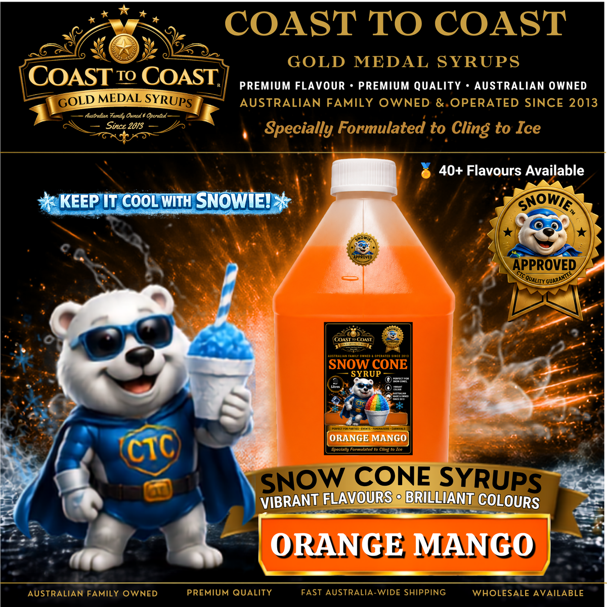 Orange Mango Snow Cone Syrups 4ltr - Coast to Coast Gold Medal Syrups®