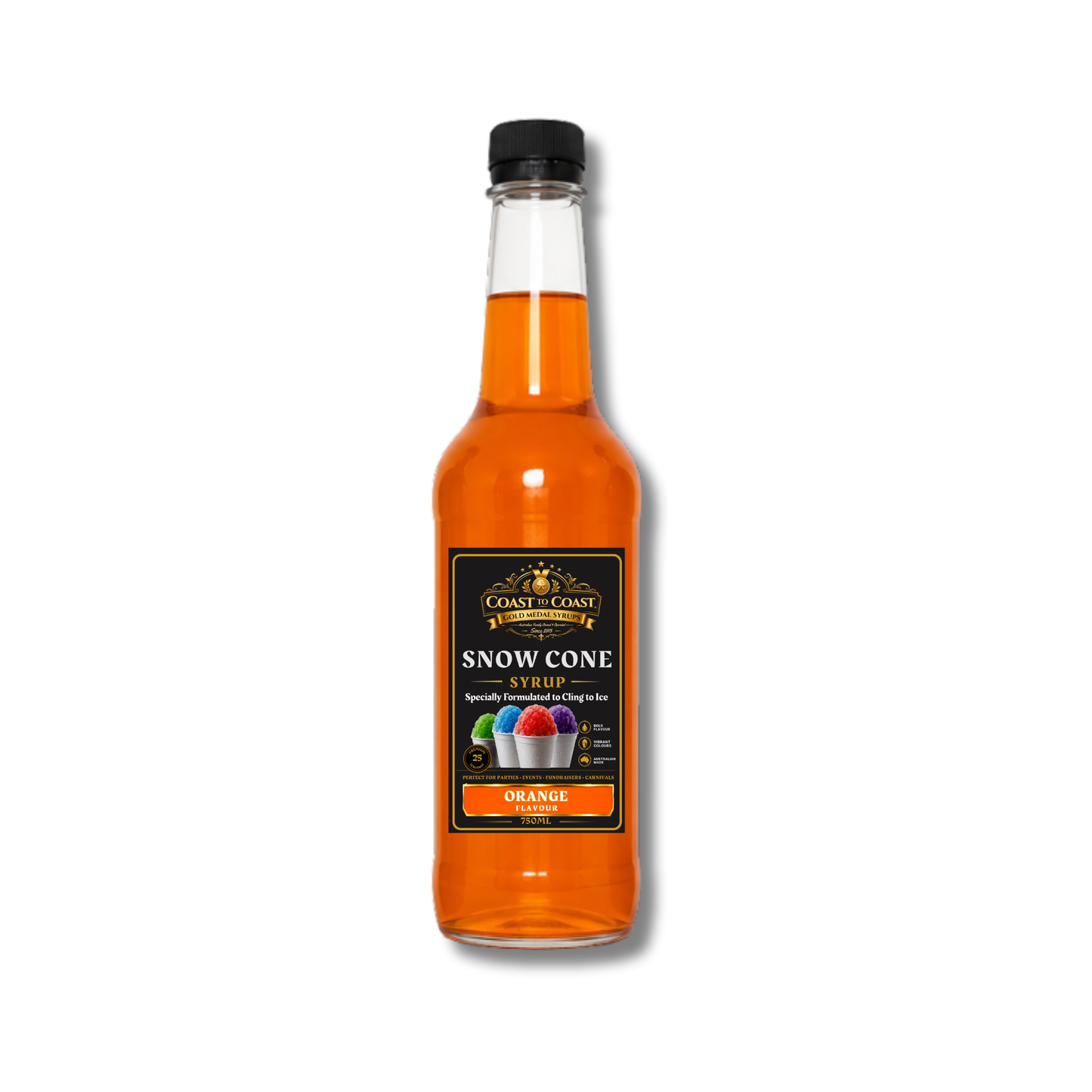 Orange Snow Cone Syrups 750ml - Coast to Coast Gold Medal Syrups®