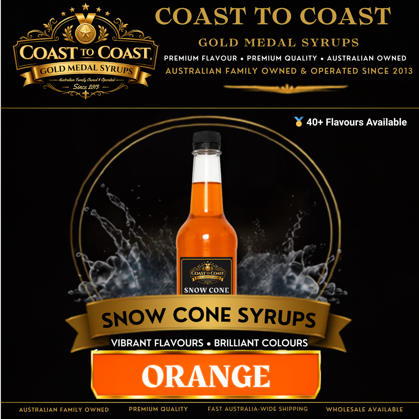 Orange Snow Cone Syrups 750ml - Coast to Coast Gold Medal Syrups®