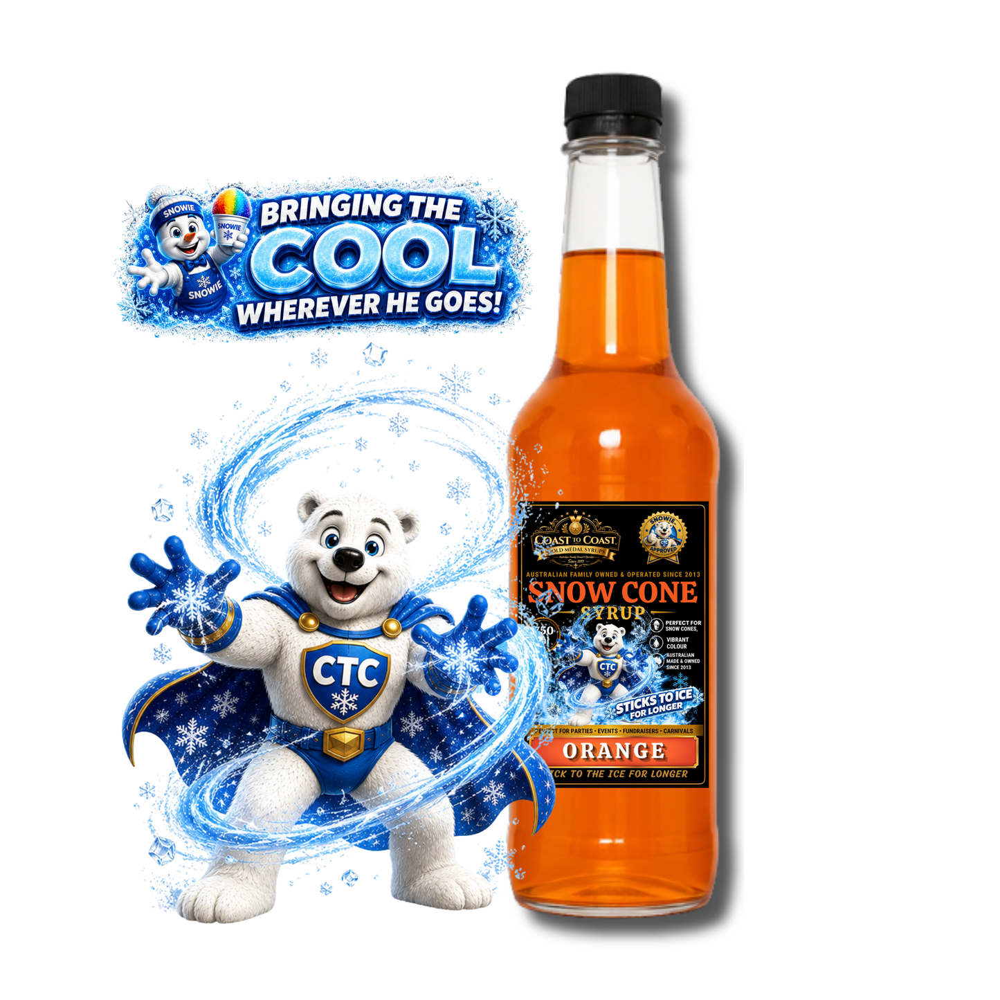 Orange Snow Cone Syrups 750ml - Coast to Coast Gold Medal Syrups®
