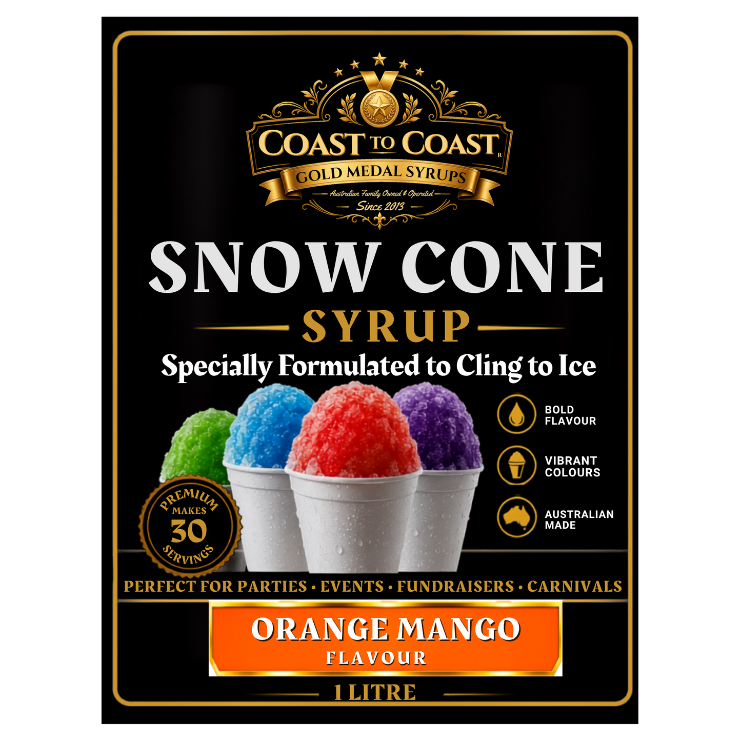 Orange Mango Snow Cone Syrups 1ltr - Coast to Coast Gold Medal Syrups®