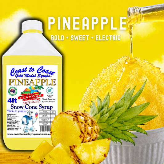 6 Pineapple Snow Cone Syrup, 4Ltr, Premium Ice Syrup, Coast to Coast Gold Medal Syrups®