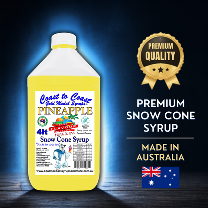 6 Pineapple Snow Cone Syrup, 4Ltr, Premium Ice Syrup, Coast to Coast Gold Medal Syrups®