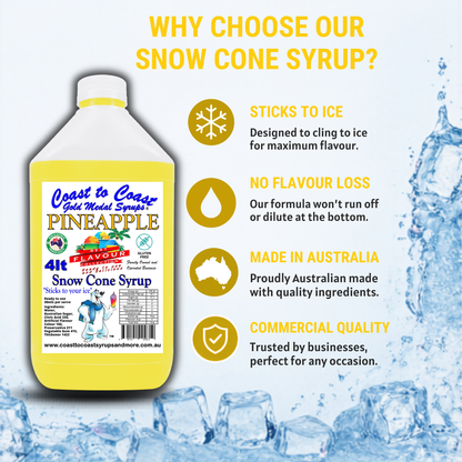6 Pineapple Snow Cone Syrup, 4Ltr, Premium Ice Syrup, Coast to Coast Gold Medal Syrups®