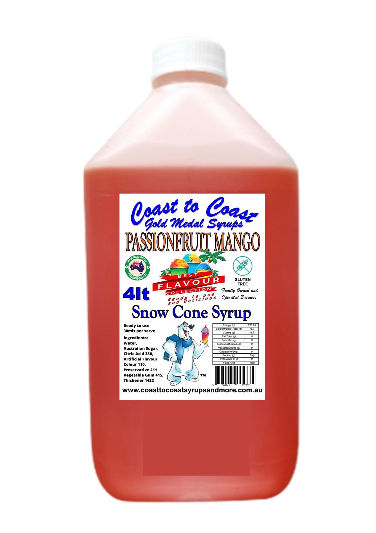 #6 Coast to Coast Gold Medal Syrup®, Premium Snow Cone Syrup 4ltr