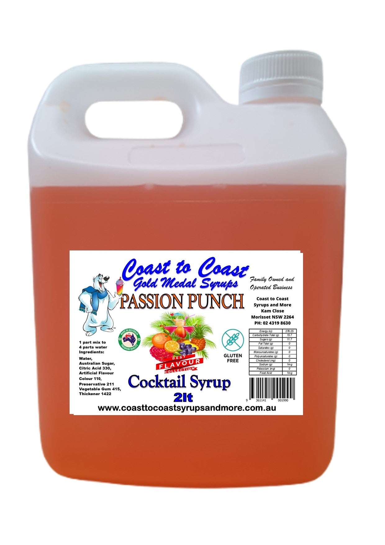 #2 Coast to Coast Gold Medal Syrups®, 2ltr, Premium Cocktail Syrups.