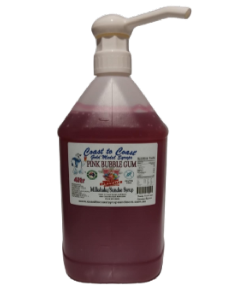 #4 Pink Bubble Gum, Milkshake/Sundae Toppings 4ltr with pump, Coast to Coast Gold Medal Syrups®