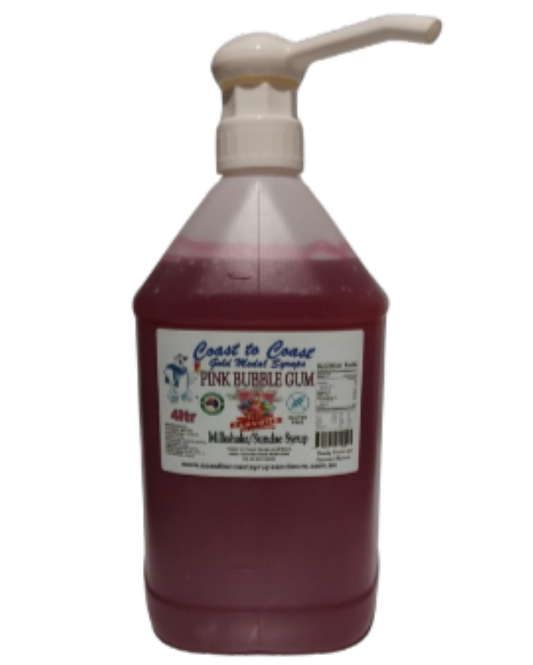 #4 Pink Bubble Gum, Milkshake/Sundae Toppings 4ltr with pump, Coast to Coast Gold Medal Syrups®