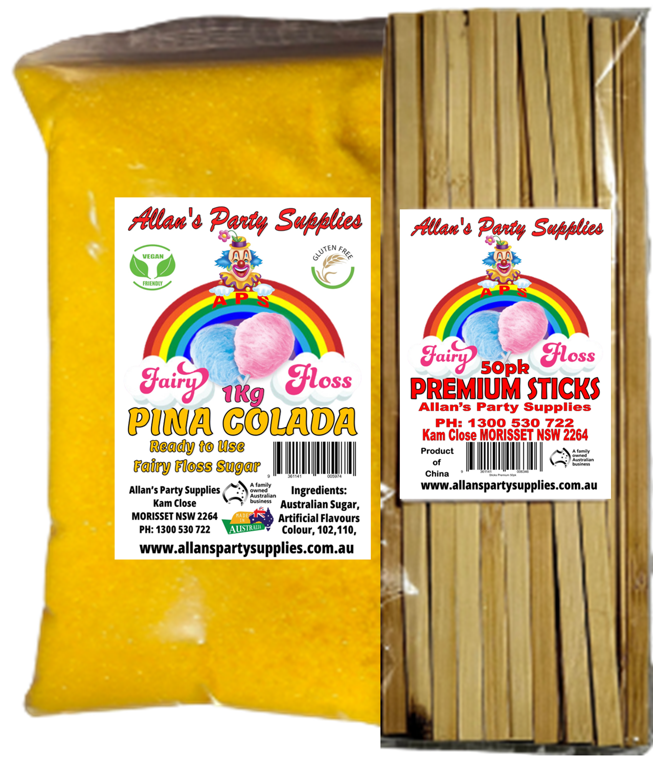 #3 APS, Fairy Floss Sugar & Sticks 50 Serve Kit, Vanilla Pink, With Over 35plus Flavours
