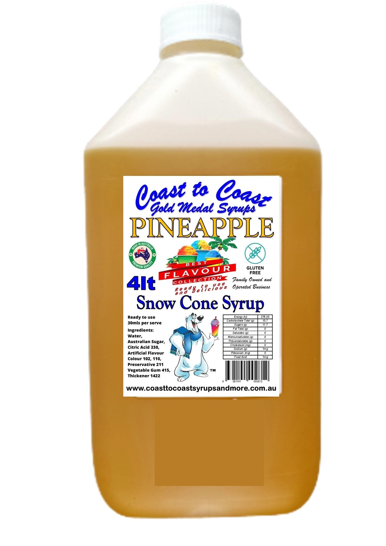 #6 Coast to Coast Gold Medal Syrup®, Premium Snow Cone Syrup 4ltr