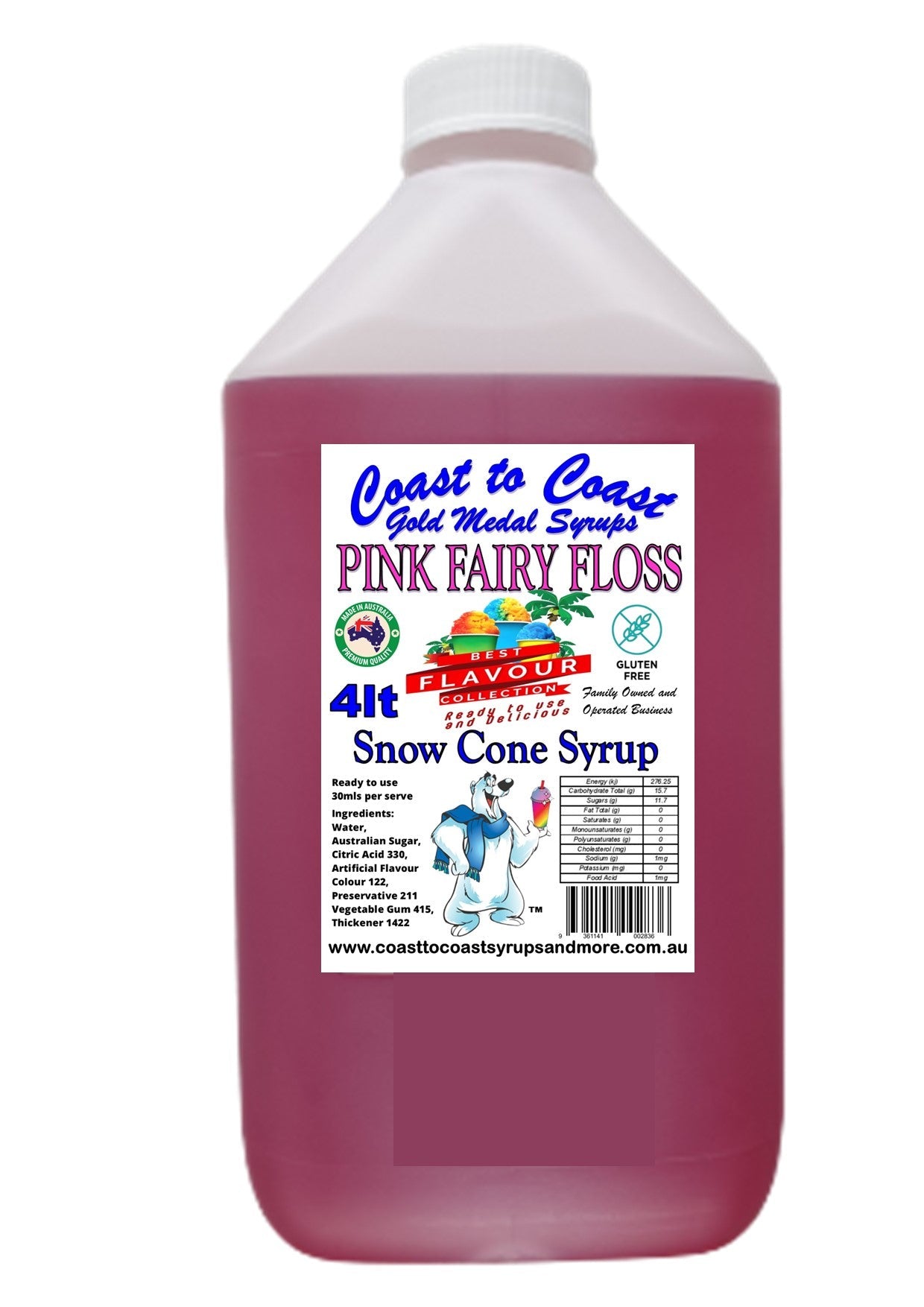 #6 Coast to Coast Gold Medal Syrup®, Premium Snow Cone Syrup 4ltr