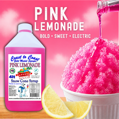 6 Pink Lemonade Snow Cone Syrup, 4Ltr, Premium Ice Syrup, Coast to Coast Gold Medal Syrups®