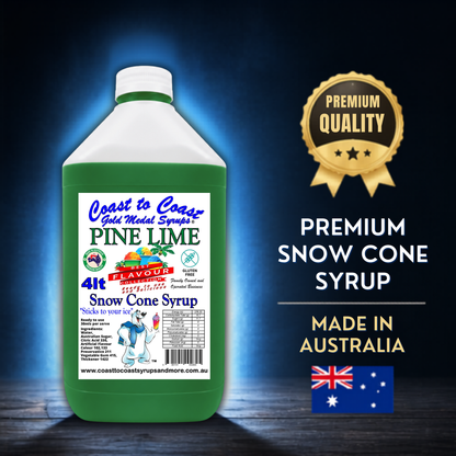 6 Pine Lime Snow Cone Syrup, 4Ltr, Premium Ice Syrup, Coast to Coast Gold Medal Syrups®
