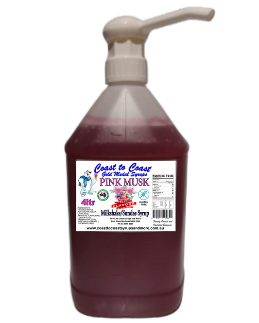 #4 Pink Musk, Milkshake/Sundae Toppings 4ltr with pump, Coast to Coast Gold Medal Syrups®