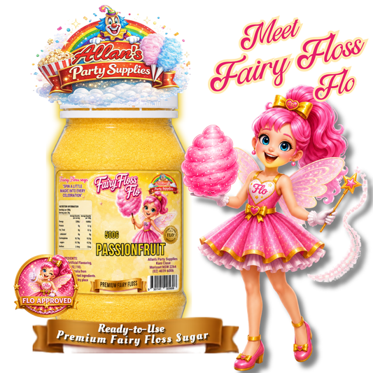 Passionfruit Fairy Floss Sugar – 500g Jar - Allan's Party Supplies