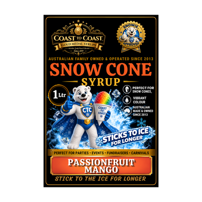Passionfruit Mango Snow Cone Syrups 1ltr - Coast to Coast Gold Medal Syrups®